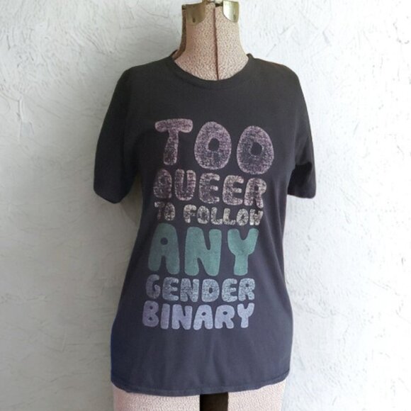 American Apparel Non-Binary Pride Black T-Shirt, Sz S - Picture 1 of 11